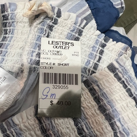 Surf Gypsy Shorts Cover Up Size Small Rayon Ruffles Smocked Tassel New Blue Whit - Picture 4 of 7